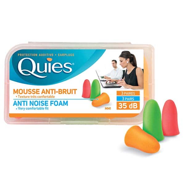 Quies - Protection Auditive en Mousse - Lot de 3 x 6 Paires by