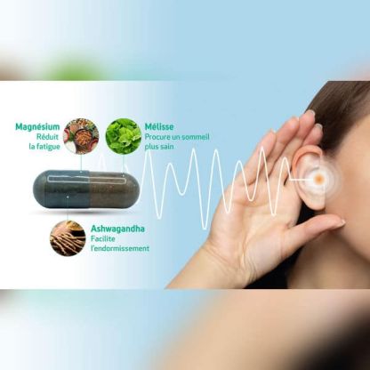 Gélule Nuit Audiclar – ginkgo biloba, ashwagandha et mélisse pour le sommeil réparateur et le soutien auditif