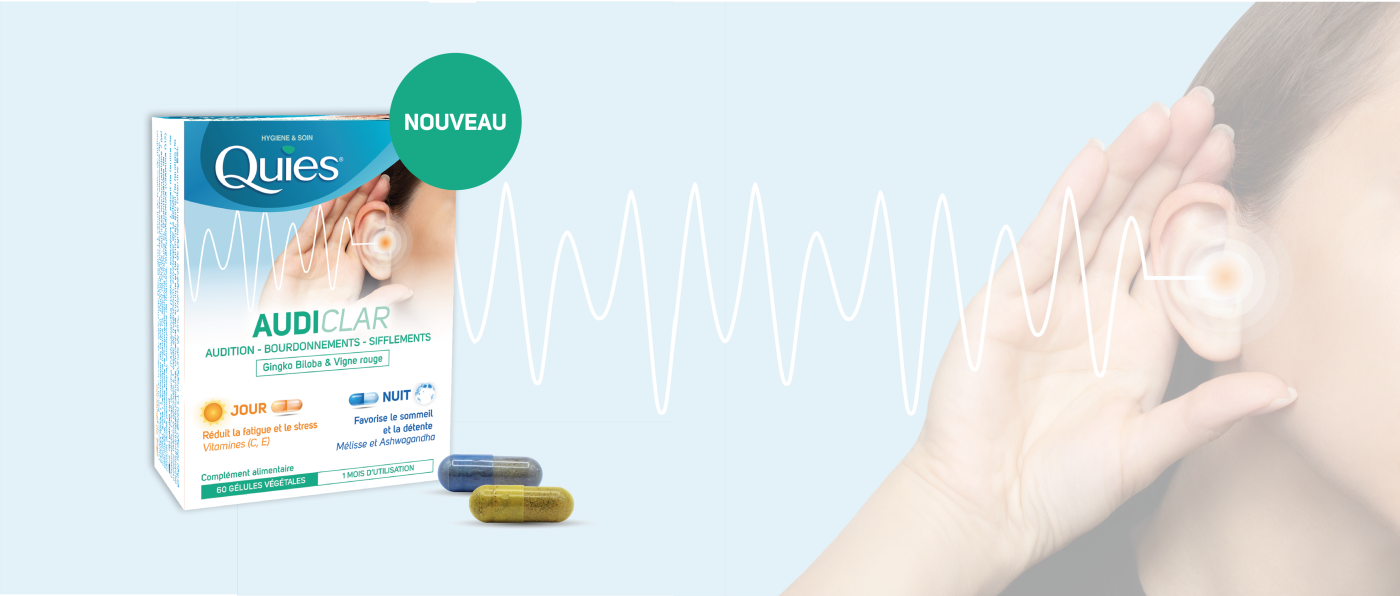 Visuel de bannière version desktop nouveau complément alimentaire Audition Audiclar