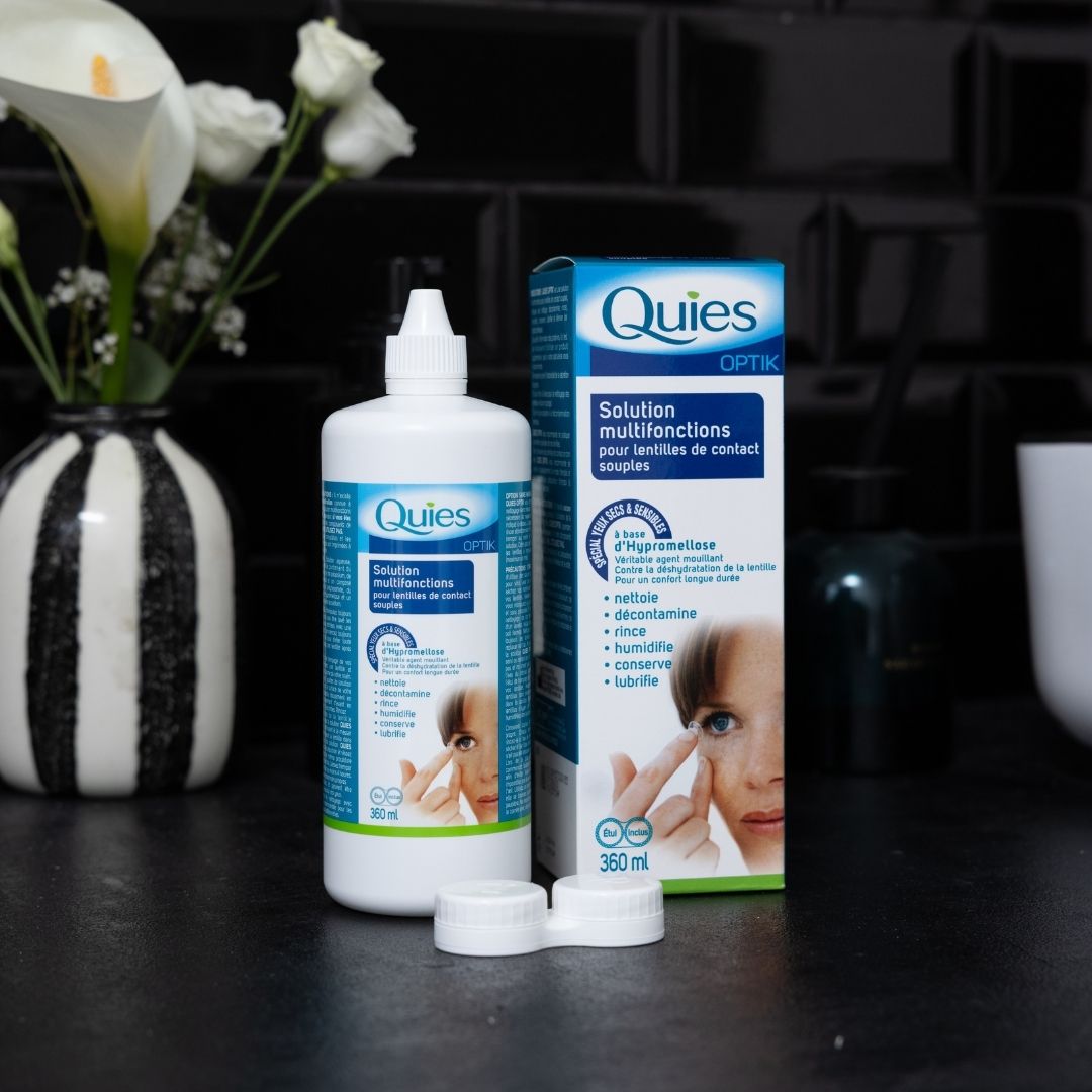 Packaging de la solution multifonctions Quies pour lentilles de contact souples