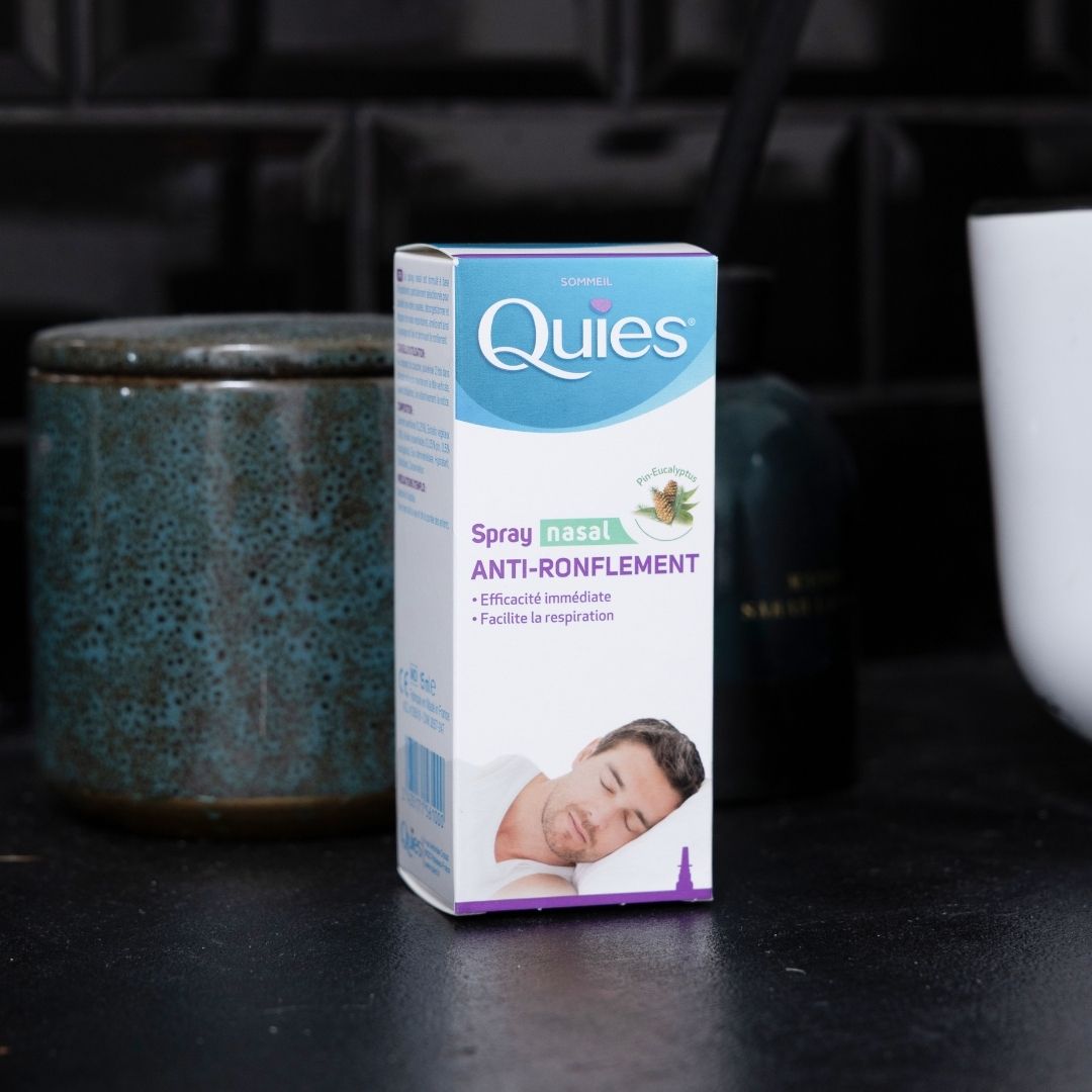Packaging du spray nasal Quies Anti-Ronflement