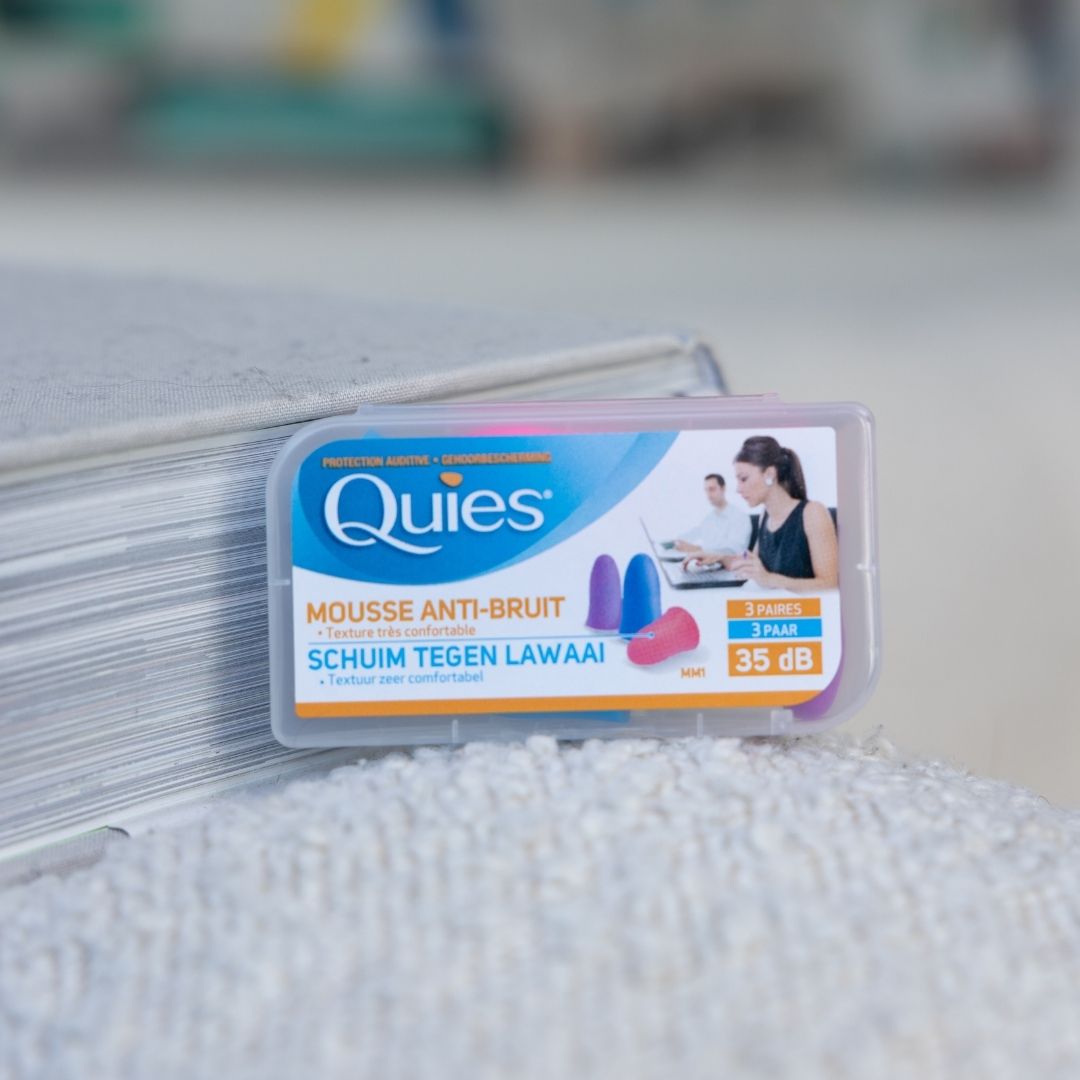 Bouchons d'oreilles Quies Mousse Disco et leur packaging
