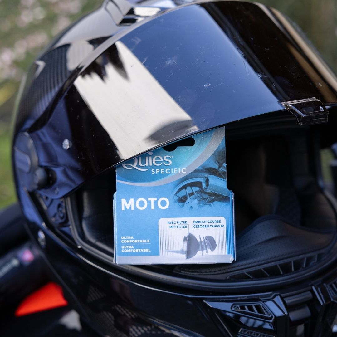 Bouchons d'oreilles Quies Specific Moto et leur packaging