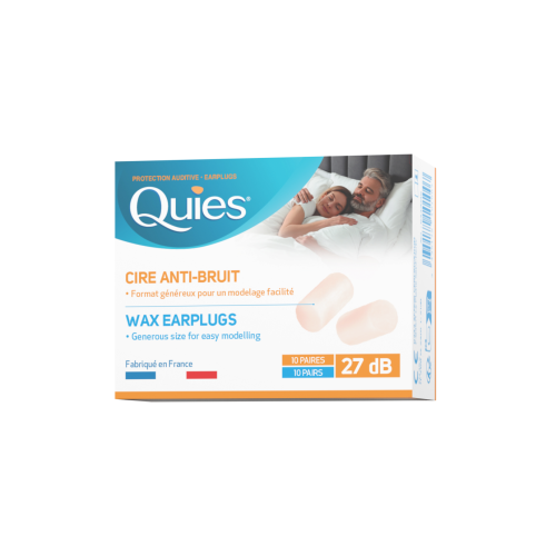 Boules Quies en cire grand format présentées sur packaging frontal de la nouvelle version avec protection auditive et confort d’utilisation