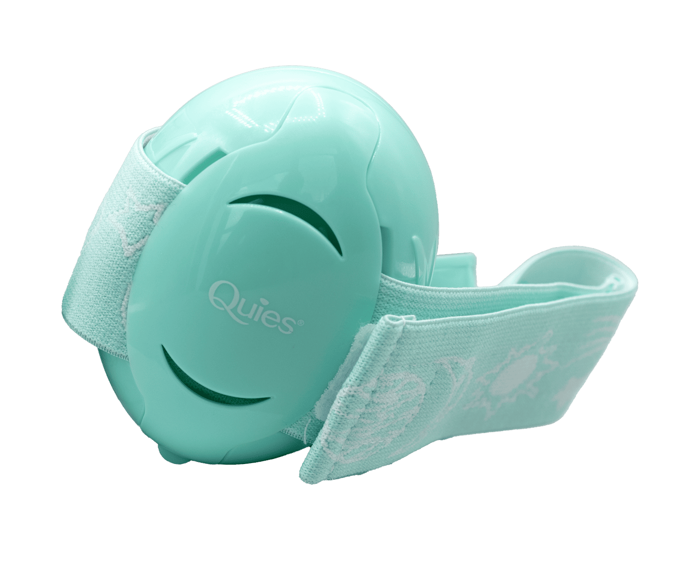 Casque anti-bruit pour bébés Quies présenté seul sur fond neutre pour la protection auditive des nourrissons.